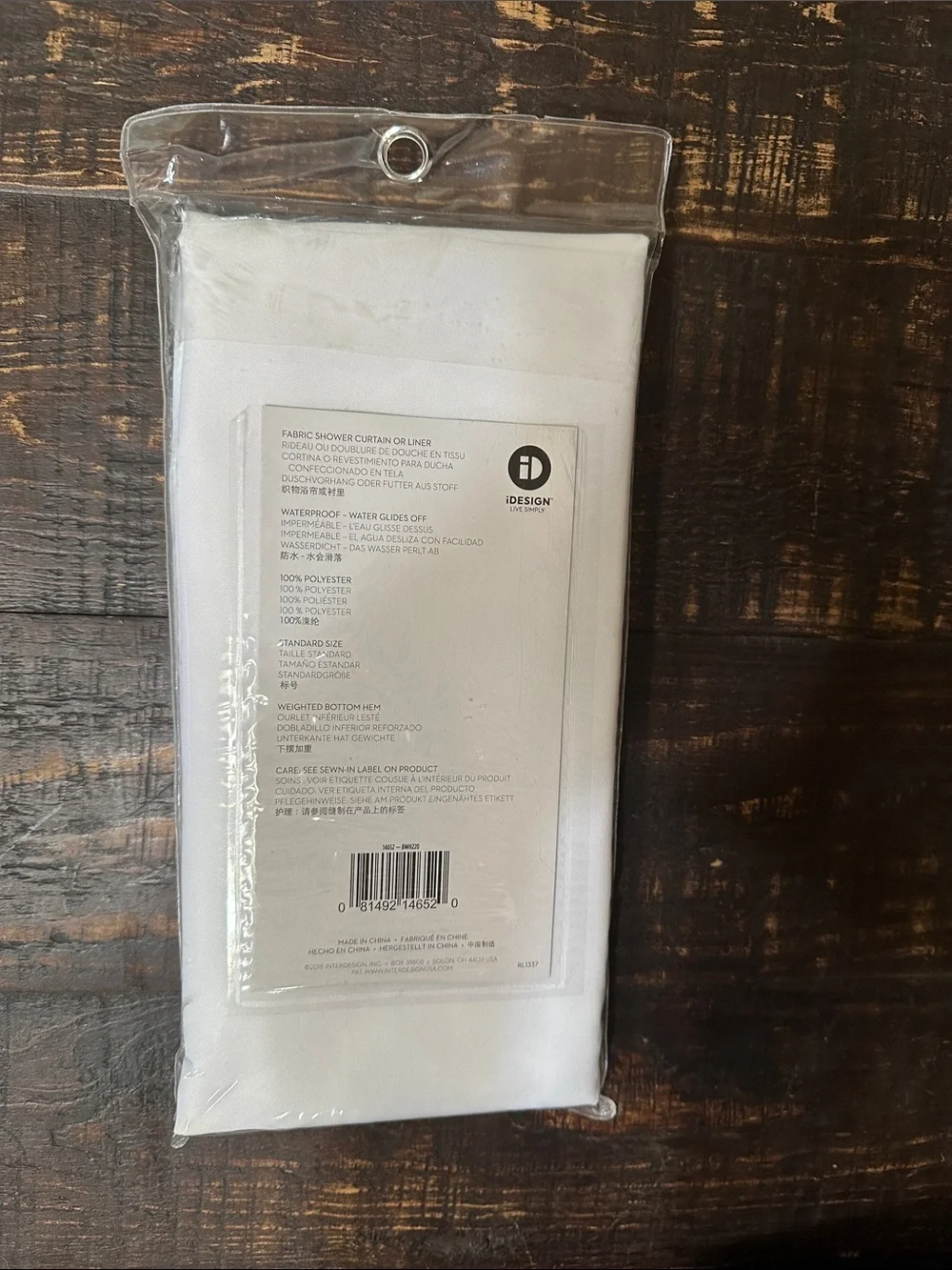 iDesign White Fabric Shower Liner